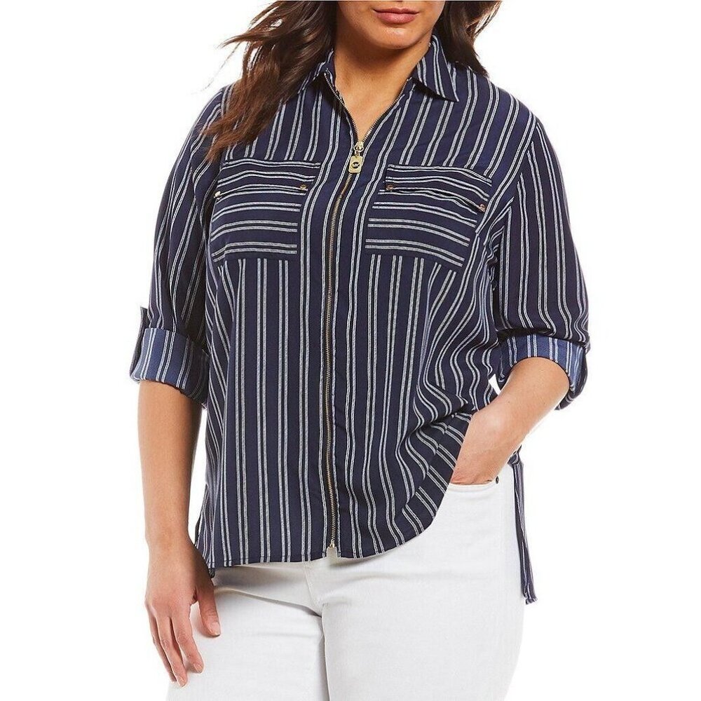 Navy Striped Women's Top